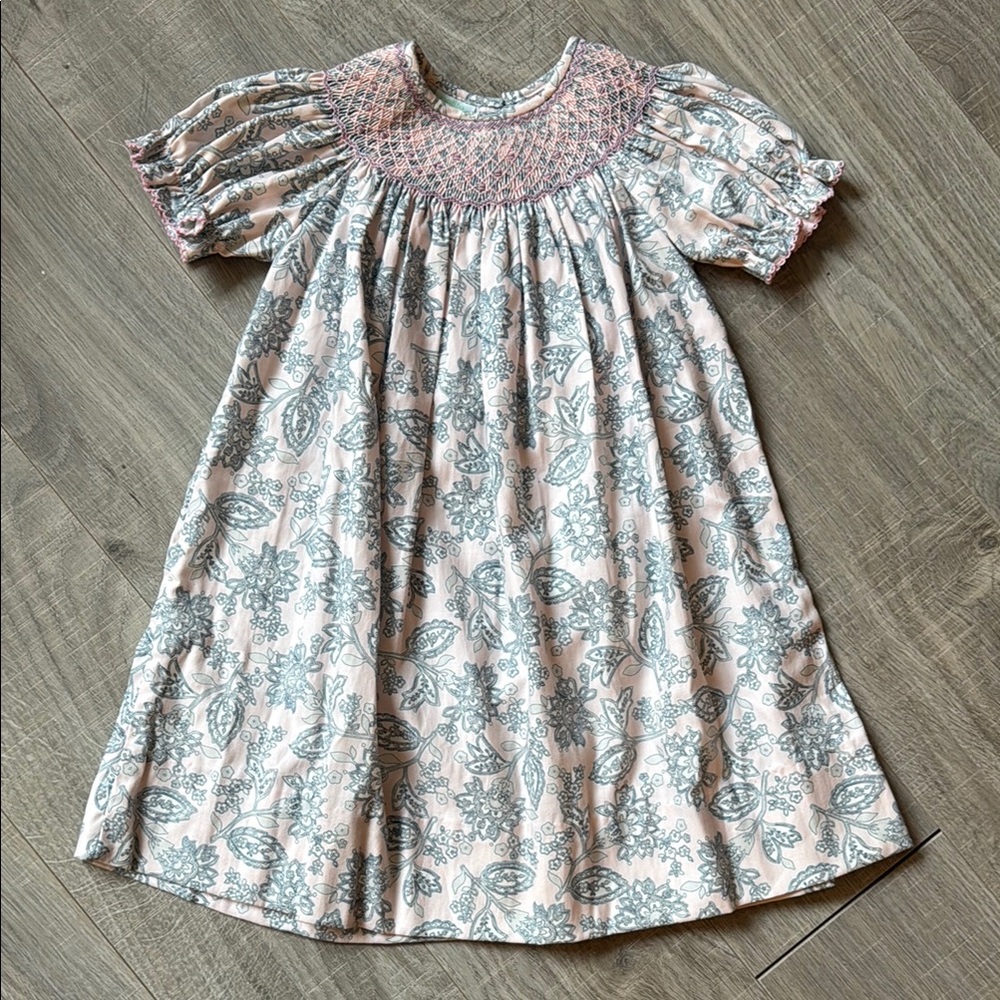 Pink and Gray Smocked Dress